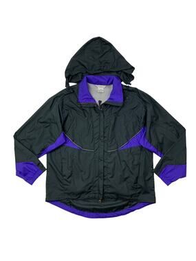 Vintage Moving Comfort Jacket Mens M Black Purple Mesh Lined Full Zip Track‎